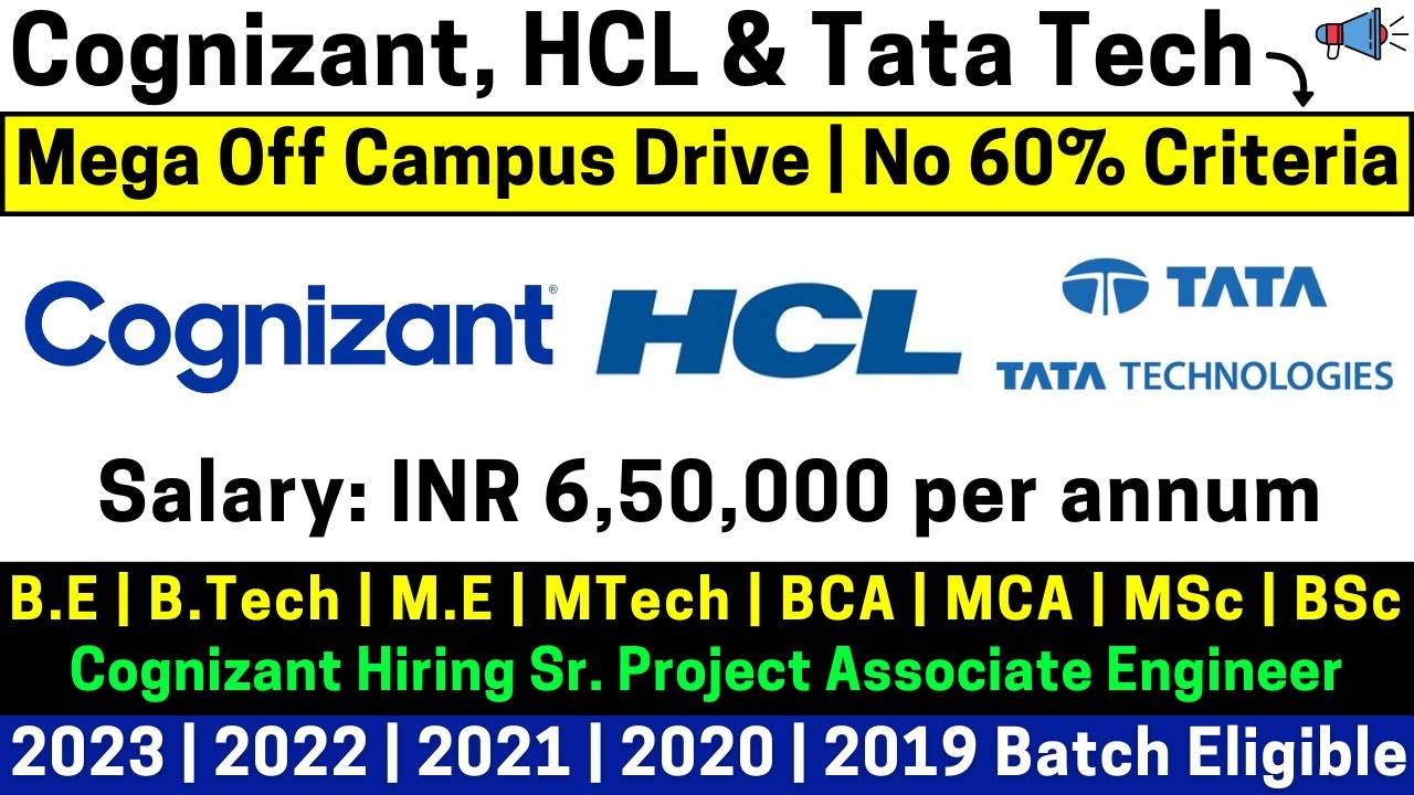Cognizant Hiring Sr. Project Associate Engineer | HCL, Tata OFF Campus ...