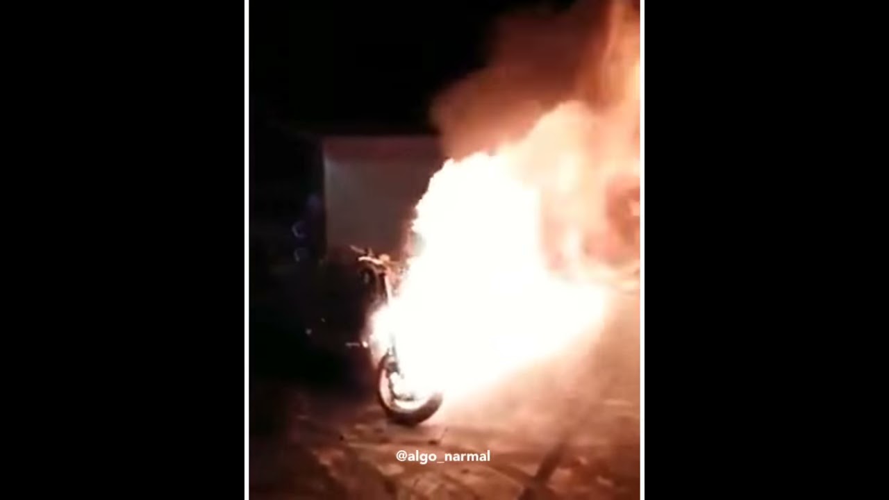 Guy Catches Bike On Fire While Revving Engine