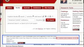 Finding Conference Papers in UW-Madison's library catalog