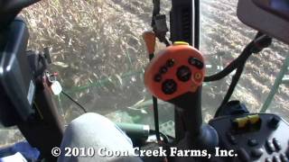 Harvesting derecho damaged corn near Sullivan, Illinois August 31st, 2010