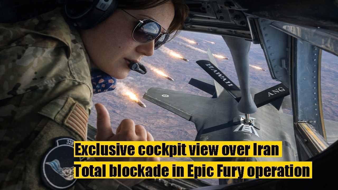 Эксклюзивный вид из кабины самолета-заправщика KC-135 Stratotanker, готовящегося к тотальной блокаде