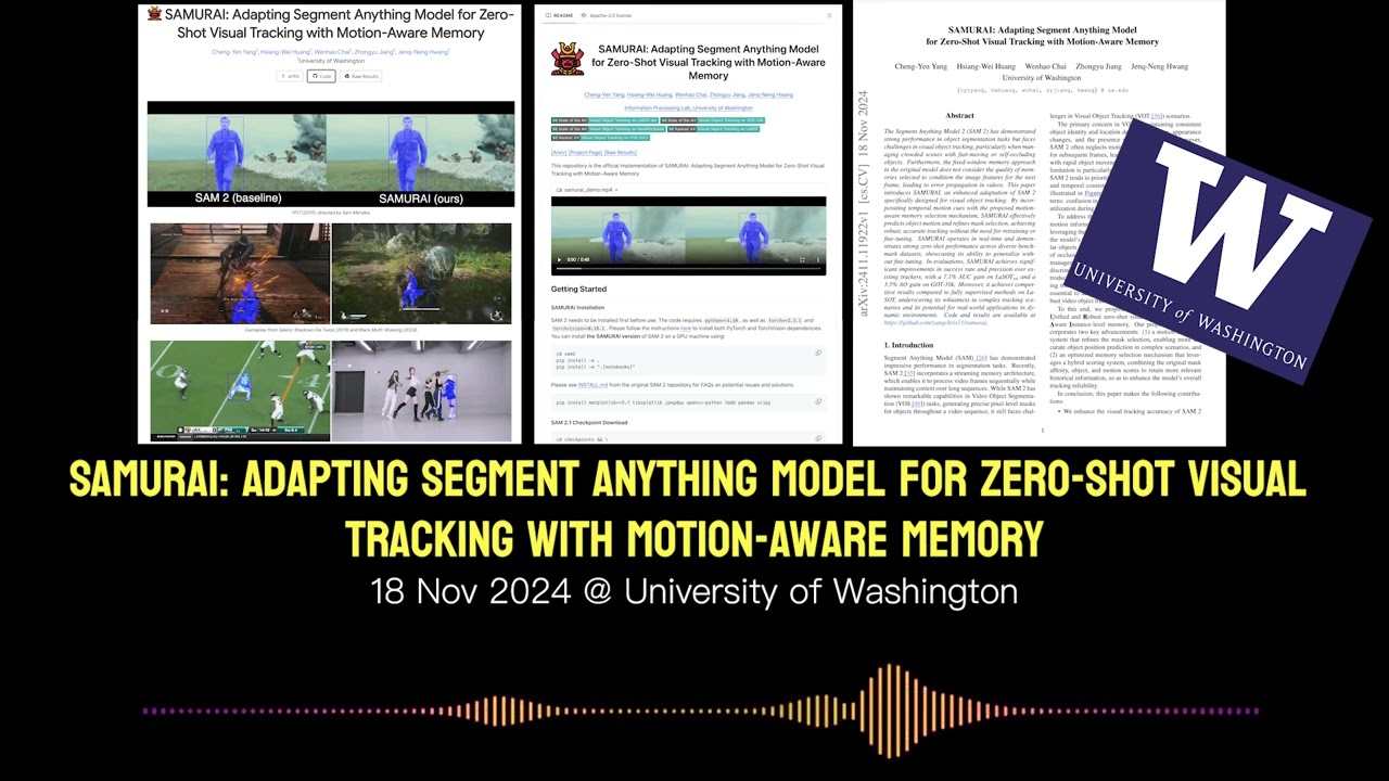 SAMURAI: Adapting Segment Anything Model for Zero-Shot Visual Tracking with MotionAware Mem | 
