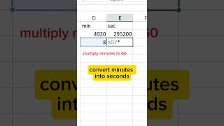 Convert Minute to Second in excel #shorts  #excel #excelfunction