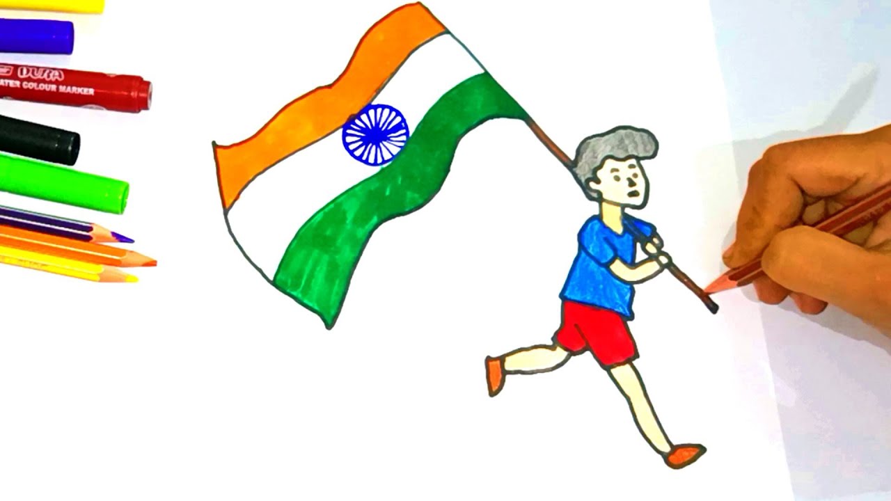 How to draw National Flag of India easy | Republic Day drawing step by ...