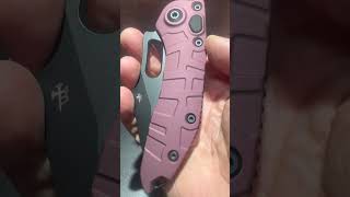 Microtech Auto Stitch with Lex Custom Ti scales in Black Cheery Cerakote #microtechknives