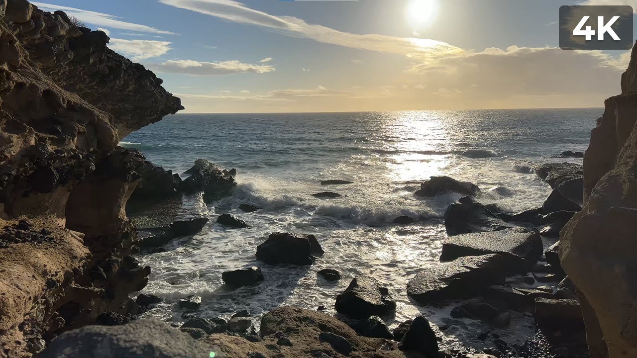 4K Gentle Ocean Waves Ambient Background | Atlantic Coast | Natural Sound | 1 Hour