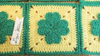 Crochet Four Leaf Clover In The Solid Square screenshot 5