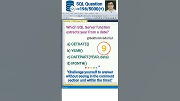 SQL 196 || #shorts #ytshorts #youtubeshorts #sql #interview #reels #quiz #gk  @SekharAcademy1