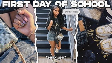FIRST DAY OF SCHOOL GRWM  *senior year* new school, ootd, chit chat | Victory Marrie