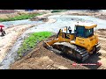 Best Filling Sand Move Dirt Out By Skills Shantui DH17c2 Dozer Pushing Sand, Dump Truck Dumping Sand
