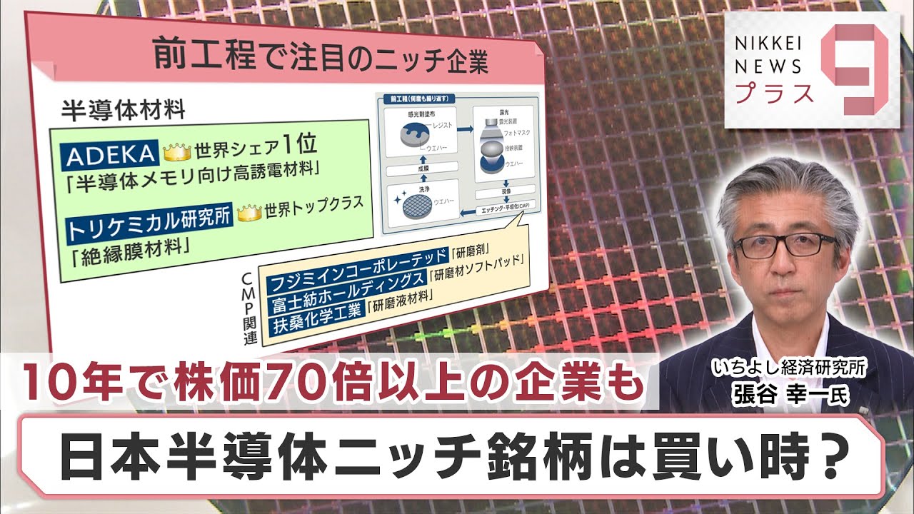 10年で株価70倍以上の企業も 日本半導体ニッチ銘柄は買い時？【日経プラス９】