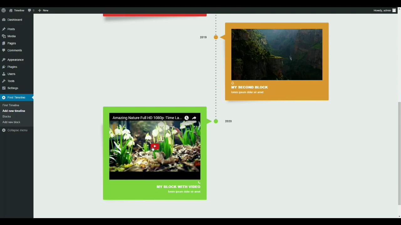 Installation First Responsive Wordpress Timeline Plugin - YouTube