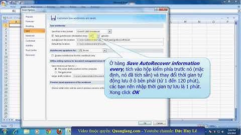 Cài đặt thời gian tự động lưu trong Excel 2007