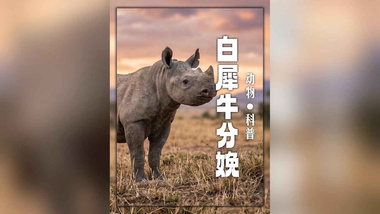 人類首次完整記錄！瀕危白犀牛的分娩全過程太震撼了 #神奇動物在抖音#萬物可愛計劃#犀牛