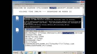 Creacion de usuarios con los comandos LDIFDE,WSCRIPT,DSADD Y CSVDE