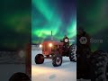 “Old Red Tractor Under the Northern Lights 🌌🚜 | AI-Generated Farm Beauty”