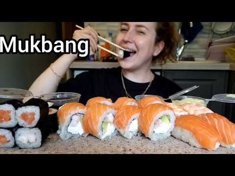 Видео: СУШИ РОЛЛЫ МУКБАНГ ЛОСОСЬ КРЕВЕТКИ АСМР | SUSHI ROLLS MUKBANG ASMR 먹방 eatingshow