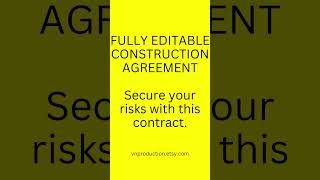 Construction Agreement Contract Fully Editable #Youtube #Shorts