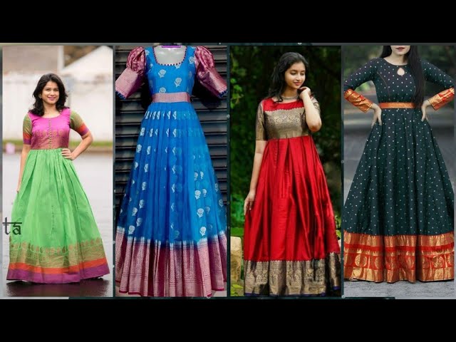 Convert your old saree into a beautiful gown styles - Simple Craft Idea