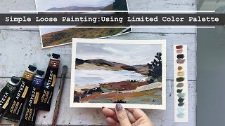 Simple, Loose & Abstract Acrylic Landscape : Using A Limited Color Palette