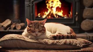 Cozy Purring Cat ASMR 💤 Sleep Instantly with Purr Sound and Crackling Fireplace in 24 Hours
