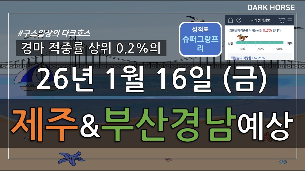 [구스일상 경마예상] 2026년 1월 16일 금요일 제주 부산경남 경마 예상