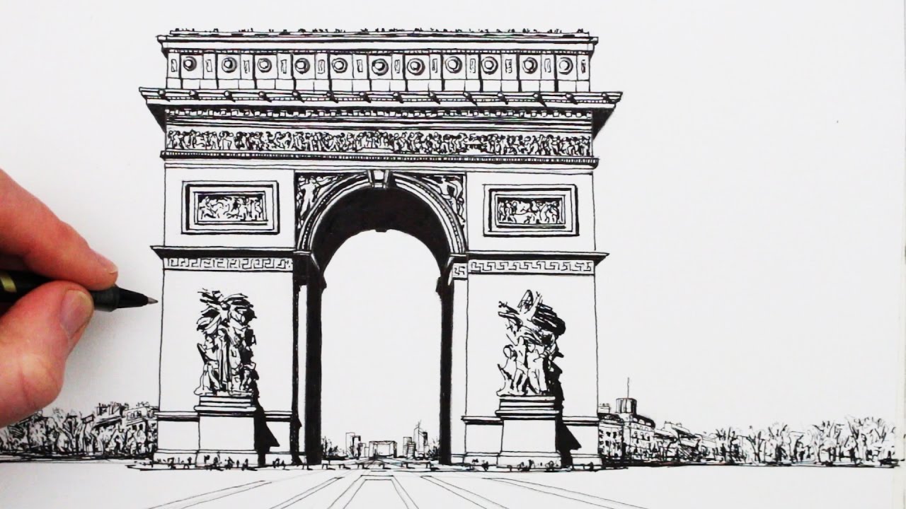 How to Draw Famous Buildings: The Arc de Triomphe - YouTube