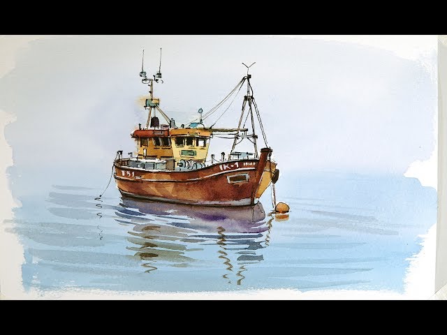 Pen and Wash Watercolor demonstration :Old Fishing boat - YouTube
