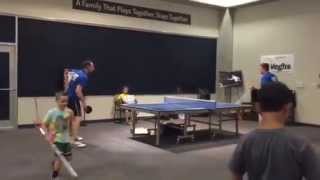 Samson Dubina Playing Ping Pong at Great Lakes Science Center