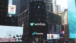 Workato Series E announcement on Nasdaq Tower