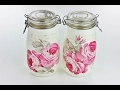 Decoupage jars - Painted jars - Decoupage tutorial - DIY painted glass - decoupage for beginners