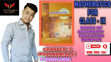 BOSEM CLASS IX MATHEMATICS CHAPTER 2 (POLYNOMIALS) LECTURE 19  (PART 1)