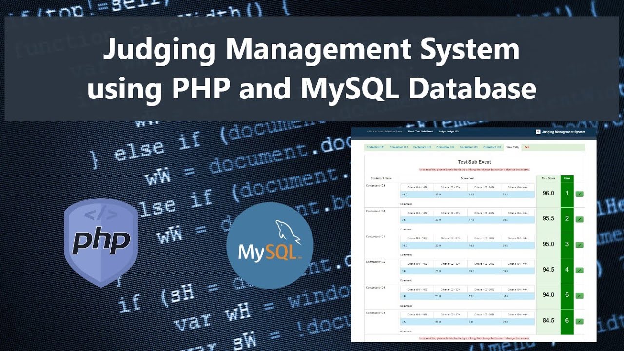 Judging Management System using PHP DEMO - YouTube
