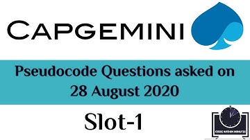 Capgemini Pseudocode Question Asked on 28 August 2020 | Must Watch (Important)
