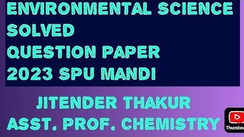 Environment Science Solved Question Paper 1 May 2023 ll EVS Question and Answer SPU Mandi