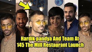 Hardik Pandya And Team At 145 The Mill Restaurant Launch