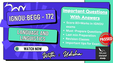 IGNOU BEGG172 Important Questions+Answer(Part-1) Language and Linguistics Explained @UnravelStudy