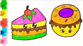 How To Draw Cute Pastry And Donut - Kien Draw