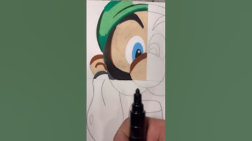 Drawing Luigi in 4 different art styles! #art #shorts #viral
