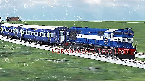 Indian Train WDM-3A at California Coast in Rainy Day Got Derailment Because Too Fast - Train Sim