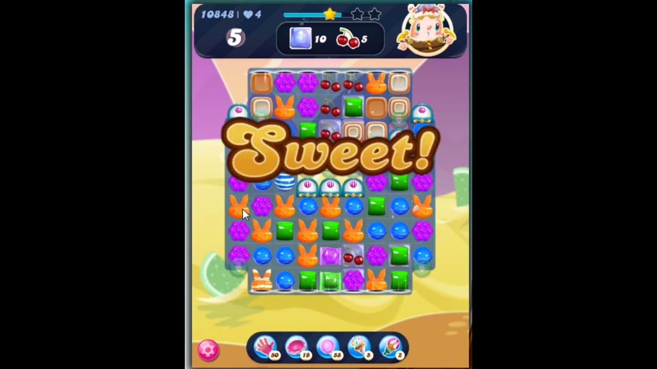 Candy Crush Saga Level 10848 - 2 Stars, 23 Moves Completed