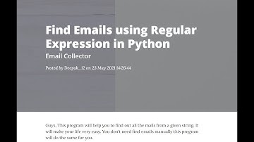 Find Emails using Regular Expression in python || Email Collector/Finder in python.