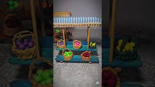 Closer look at the handmade market fruit stands #miniature #craft #christmasdecor #details #closeup
