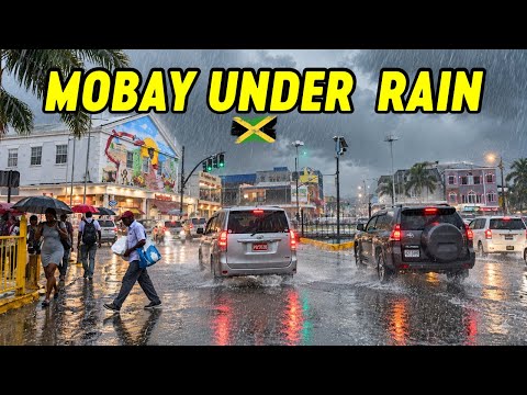 Sudden Heavy Rain in Montego Bay Jamaica During tour of the City