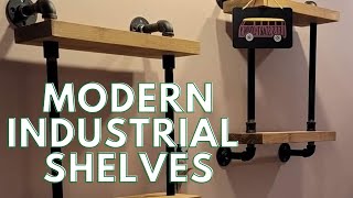 Modern Industrial Shelf Diy - Black Steel Pipe And Southern Yellow Pine Shelving Units