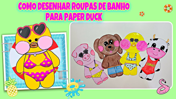 Paper duck clothes em 2023  Roupas de papel, Roupas de boneca de papel,  Guarda-roupa de papelão