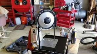 Harbor Freight Band Saw and SWAG Offroad Stand Turning a Harbor Freight Porta-band saw into an upright workbench metal table saw.