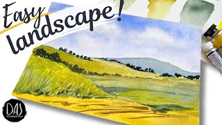 How to Paint a Watercolor Landscape for Beginners - the easy way to get started - NO DRAWING NEEDED!
