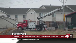 Crews work long hours to get power poles back up after storm
