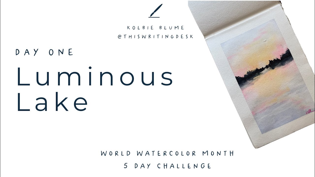 Beginner Watercolor Sunset Lake | World Watercolor Month Challenge